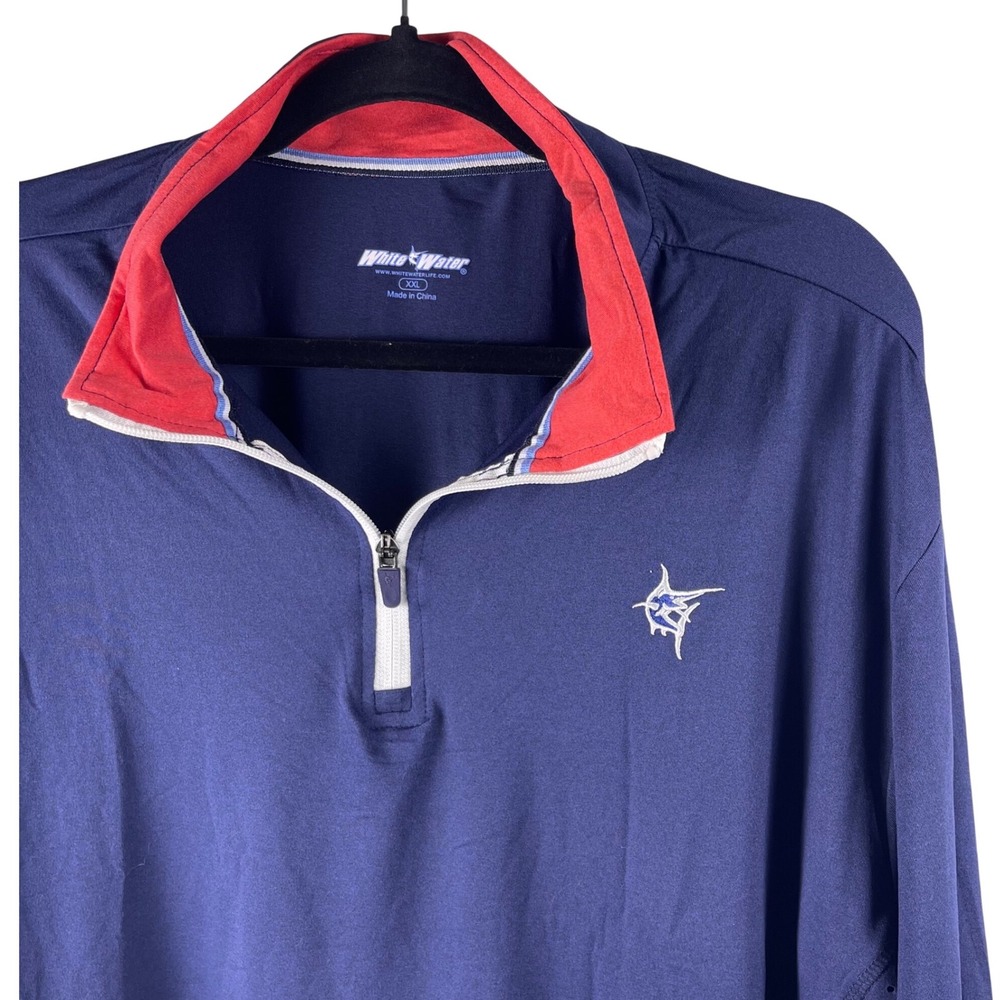 NWT White Water Mens XXL Blue 1/4‎ Zip Performance Shirt Fishing Golf Breathable
